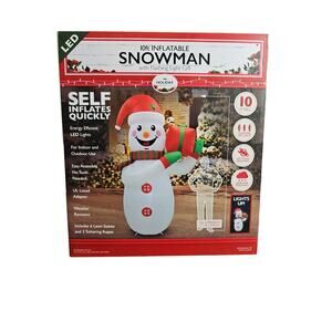 Christmas Holiday Collection 10ft‎ Inflatable Snowman With Flashing Light Gift.